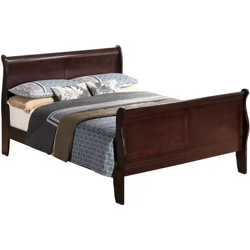 Lit traîneau Passion Furniture Louis Philippe Queen avec tête et pied de lit hauts