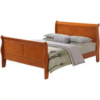 Lit traîneau Passion Furniture Louis Philippe Queen avec tête et pied de lit hauts