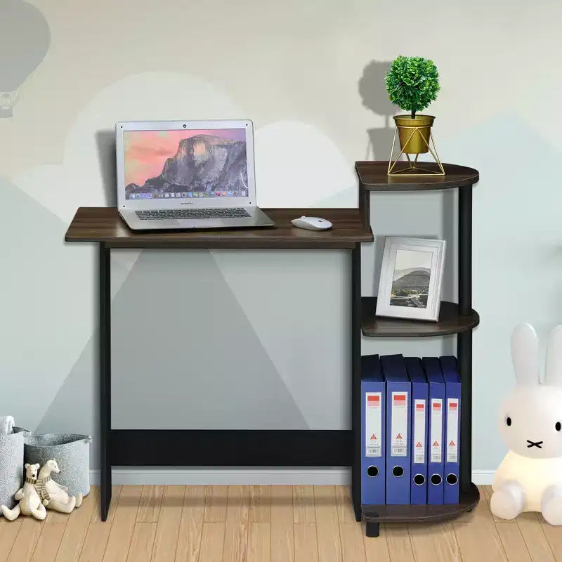Furinno Bureau d'angle compact et moderne avec étagères de rangement pour ordinateur, écriture et bureau à domicile