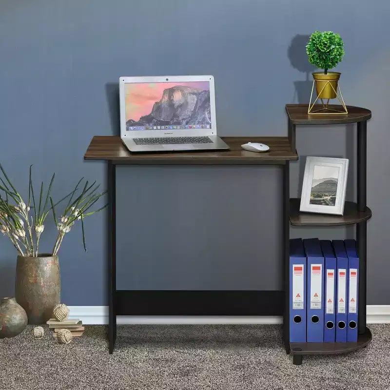 Furinno Bureau d'angle compact et moderne avec étagères de rangement pour ordinateur, écriture et bureau à domicile