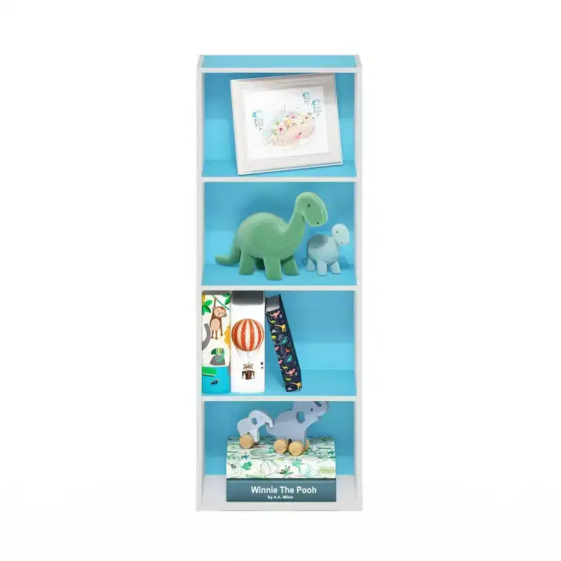 Furinno Étagère Ouverte 4 Niveaux 4 Cubes Meuble de Rangement au Sol Bibliothèque