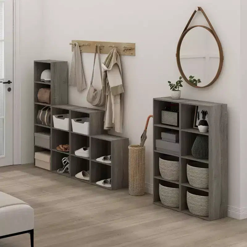 Furinno Étagère Ouverte 4 Niveaux 4 Cubes Meuble de Rangement au Sol Bibliothèque
