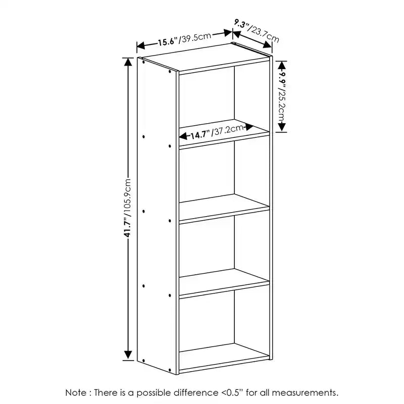 Furinno Étagère Ouverte 4 Niveaux 4 Cubes Meuble de Rangement au Sol Bibliothèque