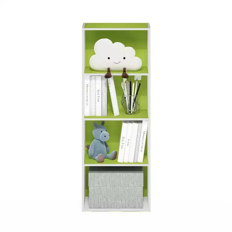 Furinno Étagère Ouverte 4 Niveaux 4 Cubes Meuble de Rangement au Sol Bibliothèque