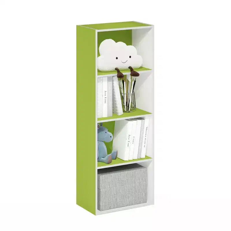 Furinno Étagère Ouverte 4 Niveaux 4 Cubes Meuble de Rangement au Sol Bibliothèque