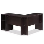 Bureau d'angle en forme de L Furinno avec étagères ouvertes, pour ordinateur, études, jeux vidéo, Espresso