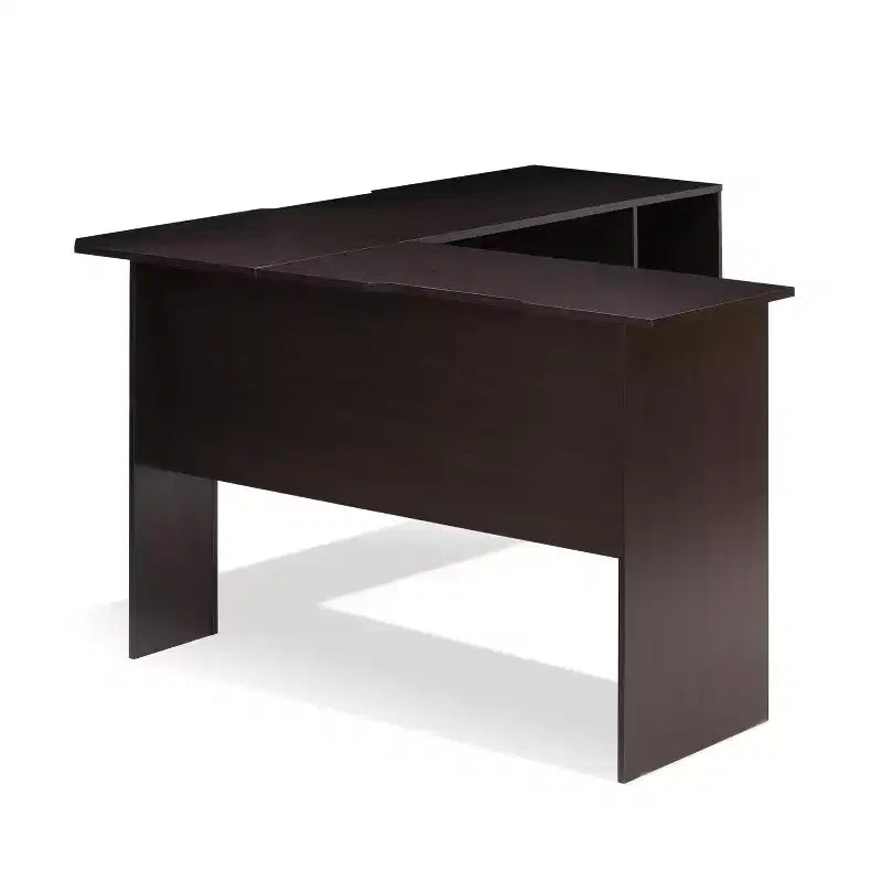 Bureau d'angle en forme de L Furinno avec étagères ouvertes, pour ordinateur, études, jeux vidéo, Espresso