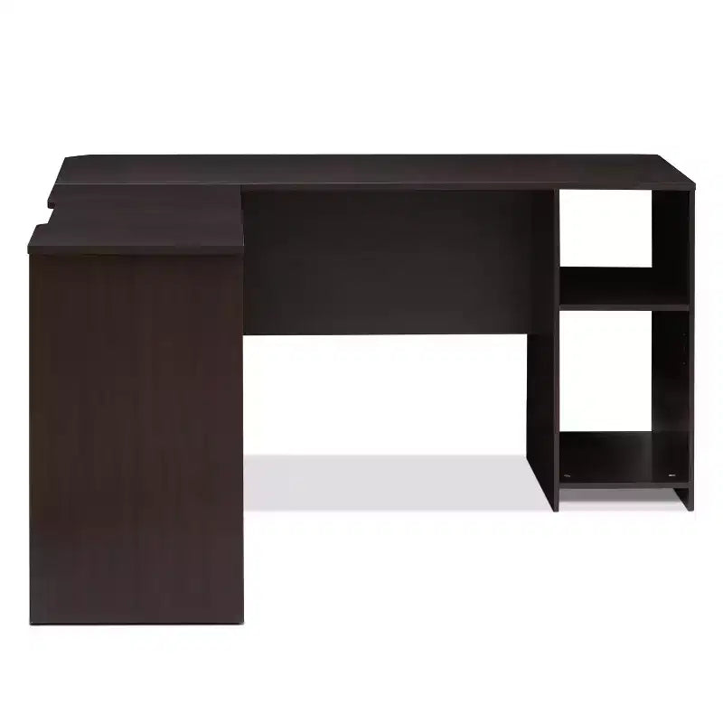 Bureau d'angle en forme de L Furinno avec étagères ouvertes, pour ordinateur, études, jeux vidéo, Espresso