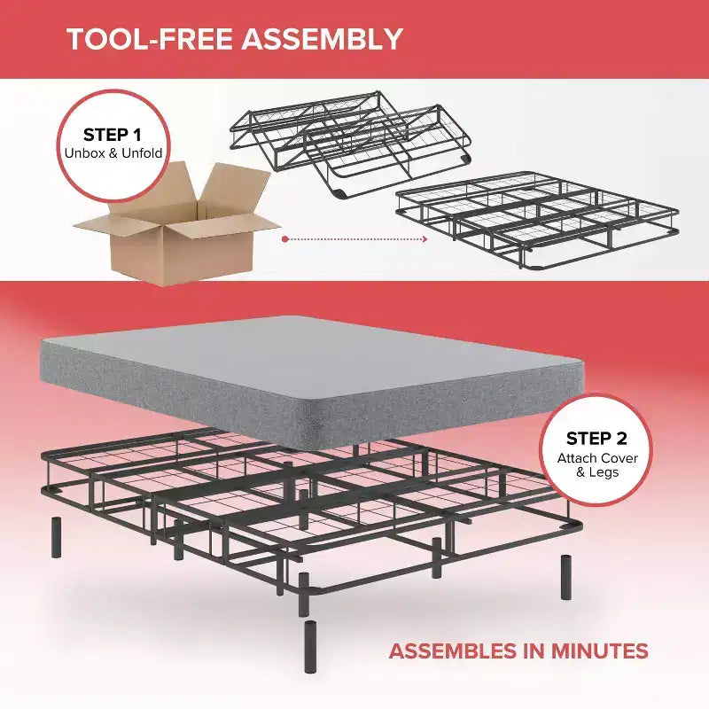 Cadre de lit Hollywood Emerge Sommier pliant avec pieds attachables Noir