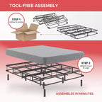 Cadre de lit Hollywood Emerge Sommier pliant avec pieds attachables Noir