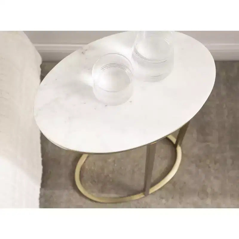 Table basse en métal ovale Kate and Laurel Natalli, 14x9x28, Doré