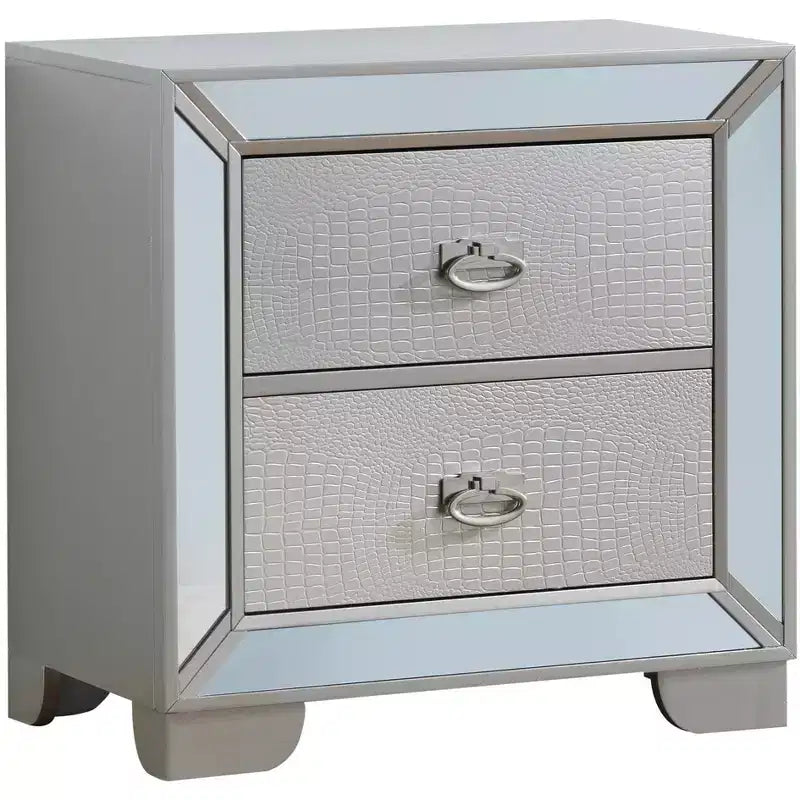Passion Furniture Hollywood Hills Table de nuit 2 tiroirs (71,1 cm H x 71,1 cm L x 43,2 cm P)