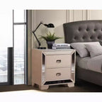 Passion Furniture Hollywood Hills Table de nuit 2 tiroirs (71,1 cm H x 71,1 cm L x 43,2 cm P)