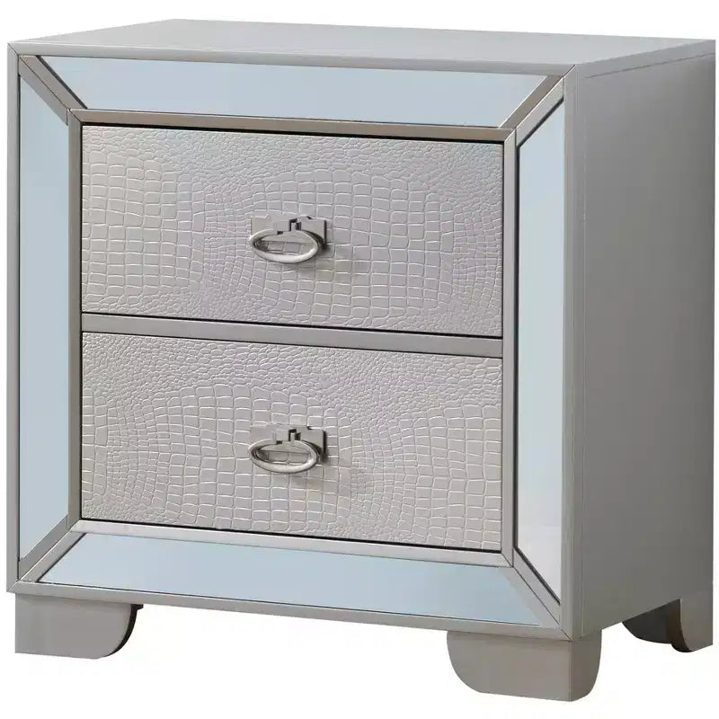 Passion Furniture Hollywood Hills Table de nuit 2 tiroirs (71,1 cm H x 71,1 cm L x 43,2 cm P)