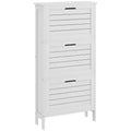 HOMCOM Narrow Shoe Storage Cabinet for Entryway with 3 Flip Drawers, Slim Shoe Rack Organizer with Louvered Doors for 6 Pairs of Shoes, White
