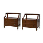 Table de chevet Bernadette Modern 2 tiroirs avec prises intégrées et plateau de rangement coulissant, lot de 2 | HULALA HOME