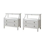 Table de chevet Bernadette Modern 2 tiroirs avec prises intégrées et plateau de rangement coulissant, lot de 2 | HULALA HOME