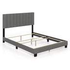 Costway Lit plateforme capitonné Queen Cadre de lit Sommier tapissier requis Gris
