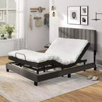 Costway Lit plateforme capitonné Queen Cadre de lit Sommier tapissier requis Gris
