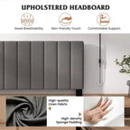 Costway Lit plateforme capitonné Queen Cadre de lit Sommier tapissier requis Gris