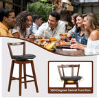 Tabouret de bar pivotant Costway de 66 cm de haut avec dossier évidé en cuir PU rembourré