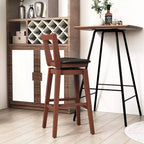 Tabouret de bar pivotant Costway de 66 cm de haut avec dossier évidé en cuir PU rembourré