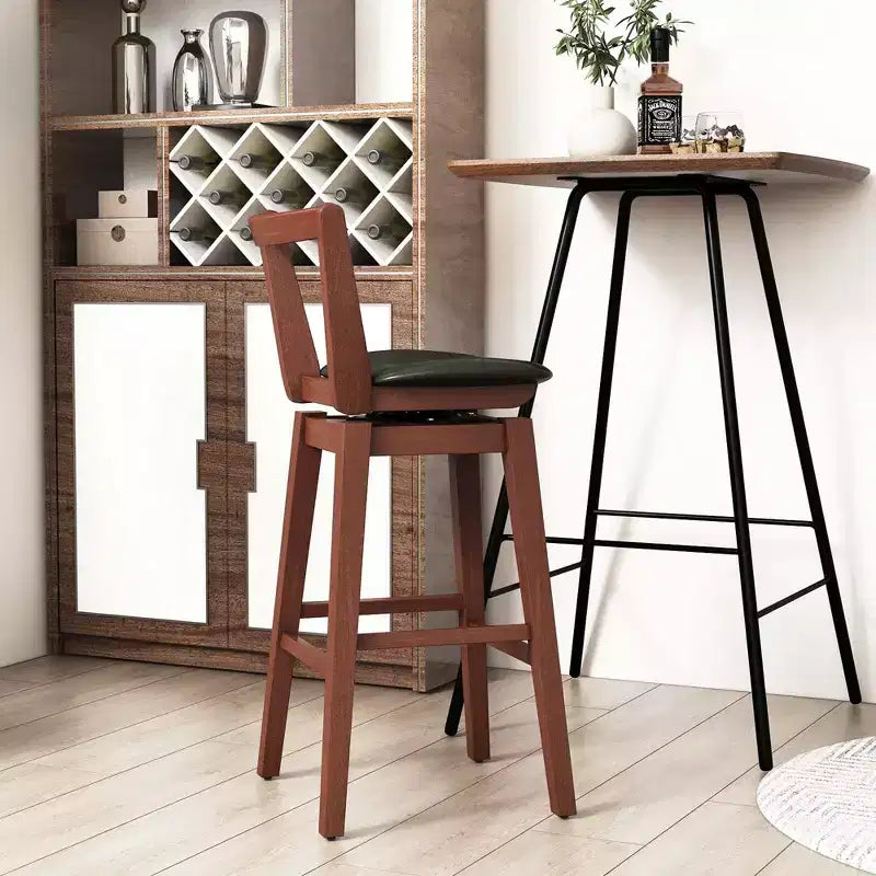 Tabouret de bar pivotant Costway de 66 cm de haut avec dossier évidé en cuir PU rembourré