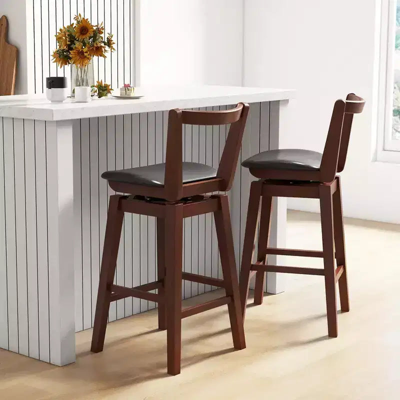 Tabouret de bar pivotant Costway de 66 cm de haut avec dossier évidé en cuir PU rembourré
