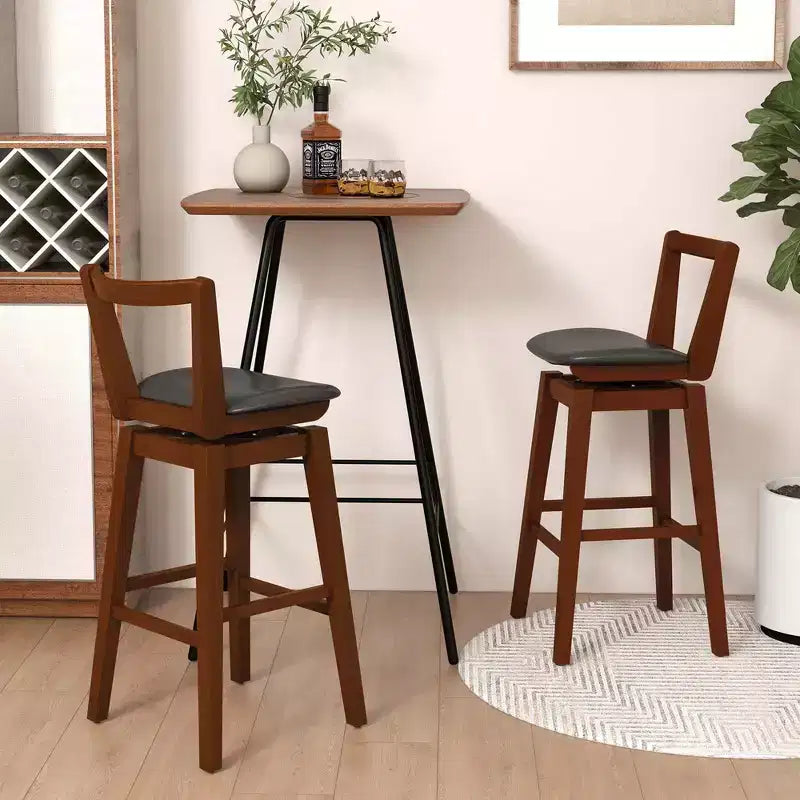 Tabouret de bar pivotant Costway de 66 cm de haut avec dossier évidé en cuir PU rembourré