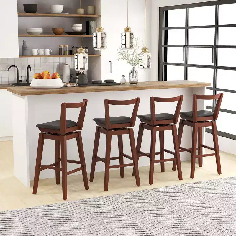 Tabouret de bar pivotant Costway de 66 cm de haut avec dossier évidé en cuir PU rembourré