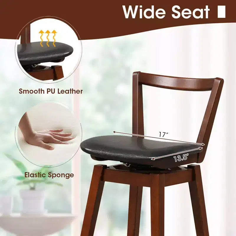 Tabouret de bar pivotant Costway de 66 cm de haut avec dossier évidé en cuir PU rembourré