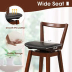 Tabouret de bar pivotant Costway de 66 cm de haut avec dossier évidé en cuir PU rembourré