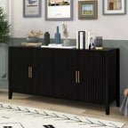 Characteristic Wooden Sideboard, Storage Cabinet With Metal Handles For Hallway, Entrance, Living Room, Bedroom - ModernLuxe