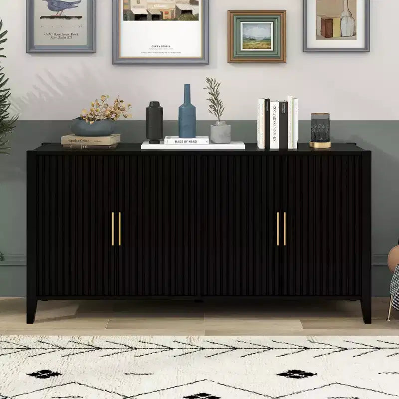 Buffet en bois caractéristique, meuble de rangement avec poignées métalliques pour couloir, entrée, salon, chambre à coucher - ModernLuxe