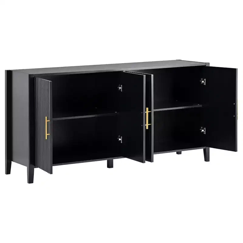 Buffet en bois caractéristique, meuble de rangement avec poignées métalliques pour couloir, entrée, salon, chambre à coucher - ModernLuxe