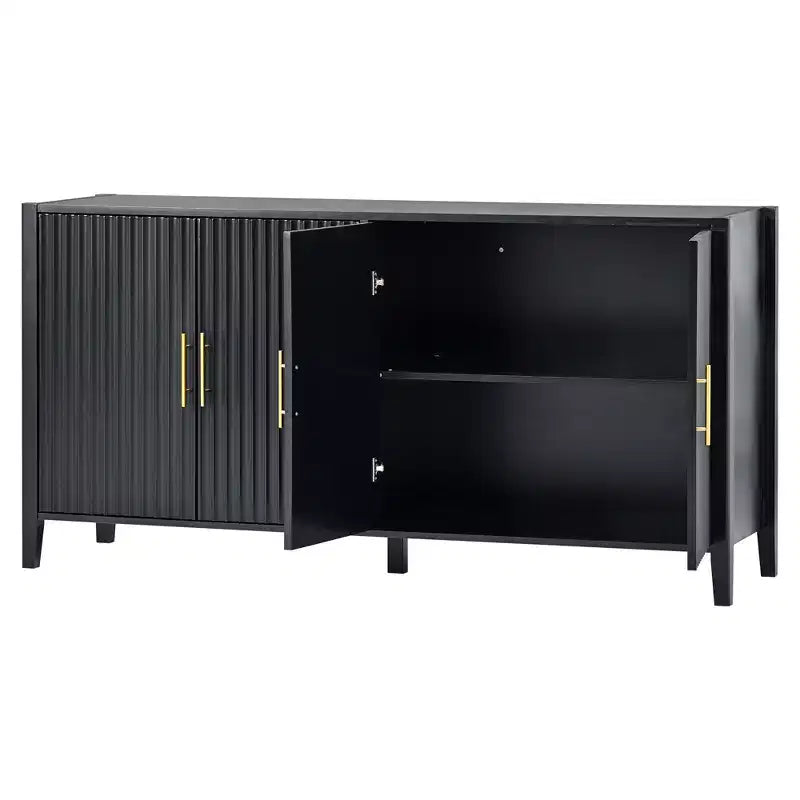 Buffet en bois caractéristique, meuble de rangement avec poignées métalliques pour couloir, entrée, salon, chambre à coucher - ModernLuxe