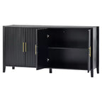 Buffet en bois caractéristique, meuble de rangement avec poignées métalliques pour couloir, entrée, salon, chambre à coucher - ModernLuxe
