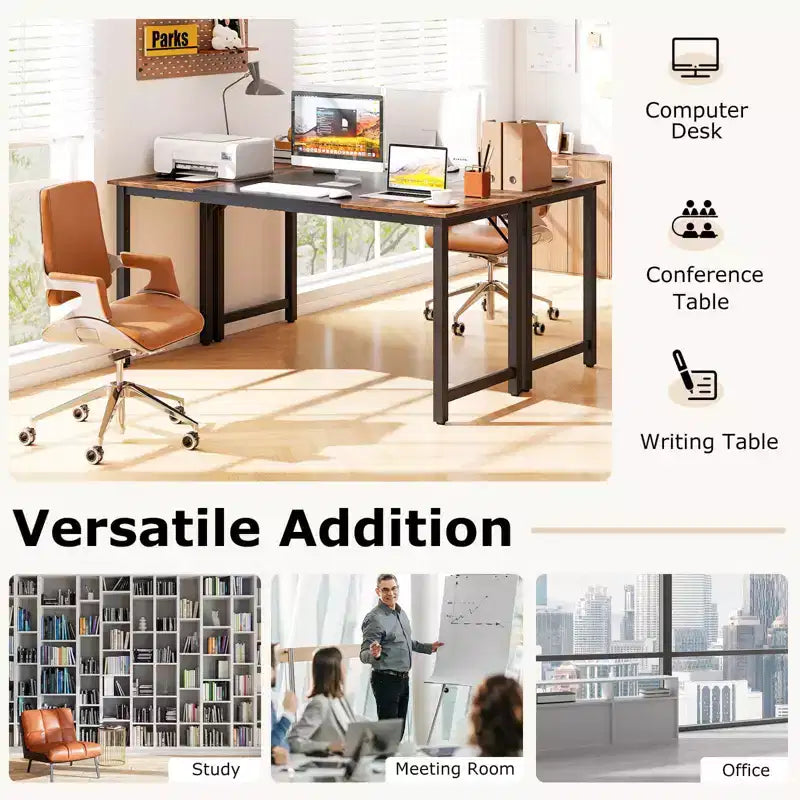 Costway Lot de 2/4/6 grands bureaux d'ordinateur de 160 cm, postes de travail, tables de conférence, pour bureau à domicile