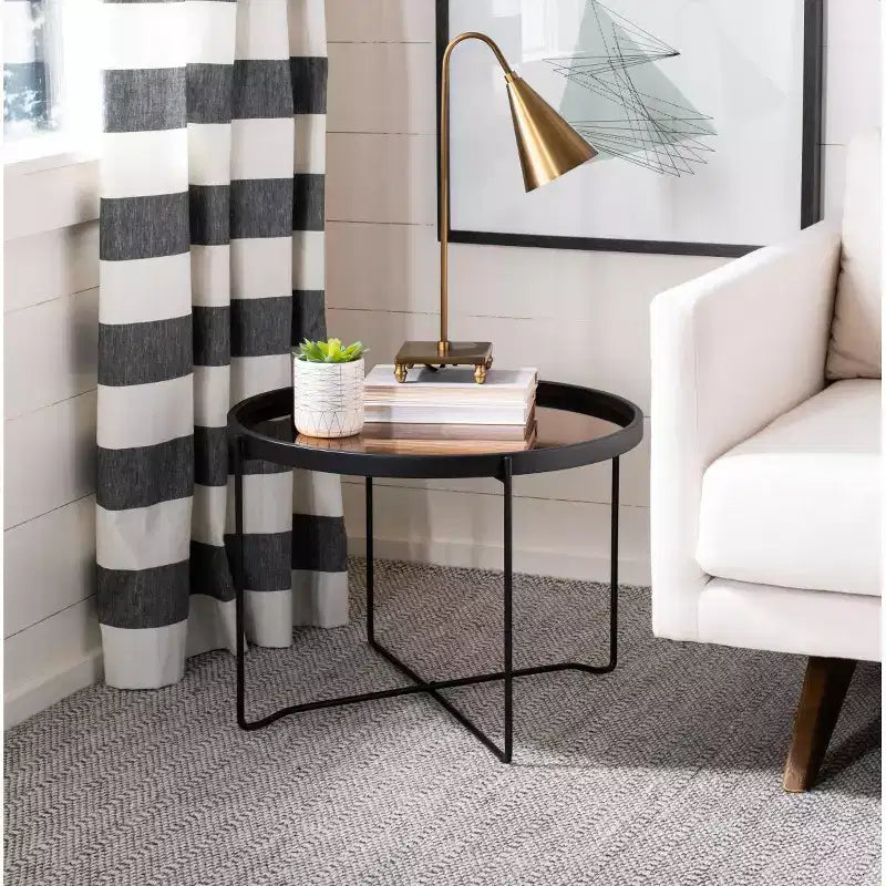 Table d'appoint Ruby Medium avec plateau - ACC4205 - Rose doré/noir - Safavieh