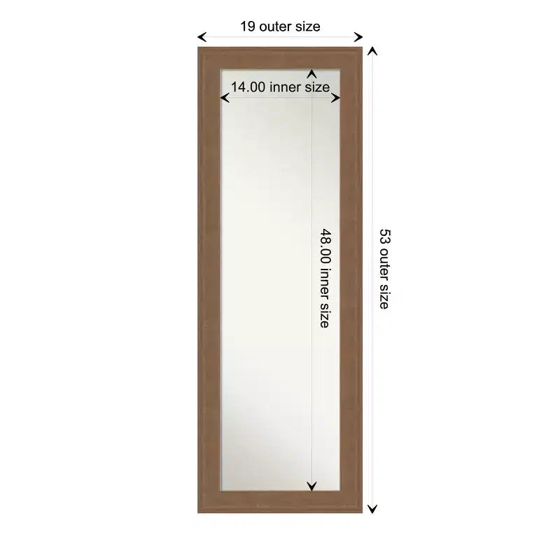 Miroir de porte pleine longueur Amanti Art Alta à cadre non biseauté