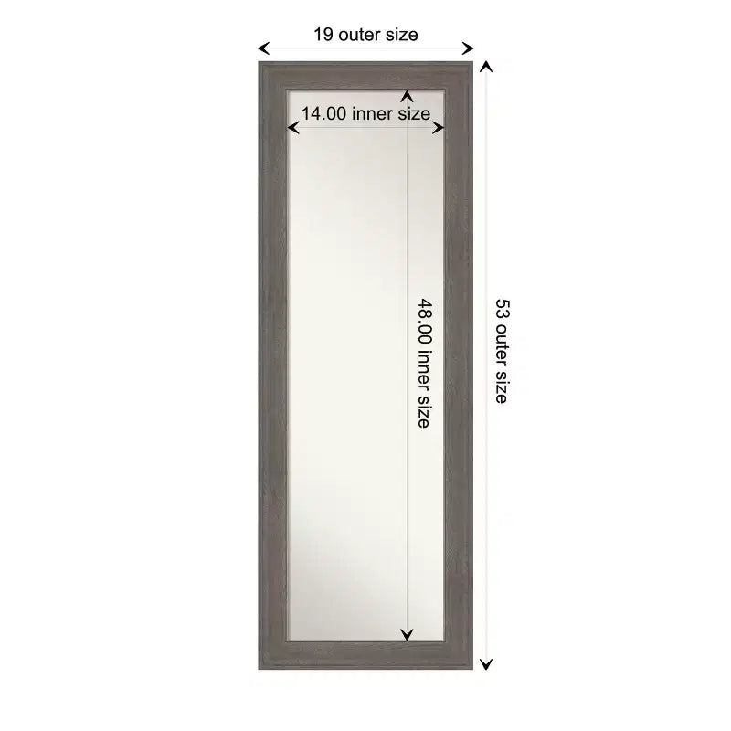 Miroir de porte pleine longueur Amanti Art Alta à cadre non biseauté