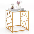 Costway 19.5'' Side Table Square Bedside Sofa Accent Coffee Table with Tempered Glass Top