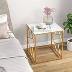 Table d'appoint Costway 19.5'' Carrée de Chevet Canapé Table Basse d'Appoint avec Plateau en Verre Trempé