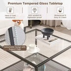 Table basse Costway en verre 70 cm 2 niveaux carrée avec étagère en maille Salon Gris/Transparent