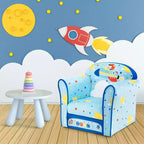 Costway Canapé pour enfant Fauteuil rembourré pour tout-petits Cadre en bois Canapé pour enfants Bleu
