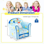 Costway Canapé pour enfant Fauteuil rembourré pour tout-petits Cadre en bois Canapé pour enfants Bleu