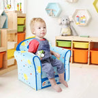 Costway Canapé pour enfant Fauteuil rembourré pour tout-petits Cadre en bois Canapé pour enfants Bleu