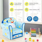 Costway Canapé pour enfant Fauteuil rembourré pour tout-petits Cadre en bois Canapé pour enfants Bleu