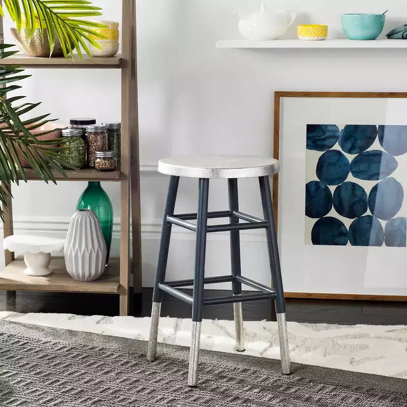 Tabouret de bar trempé argenté Kenzie - FOX3211 - Safavieh Couture