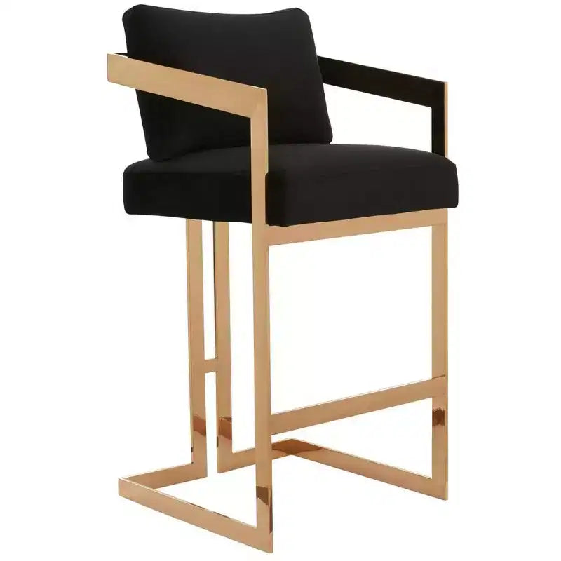 Tabouret de bar en velours Taraji - KNT7027 - Noir Giotto - Safavieh Couture